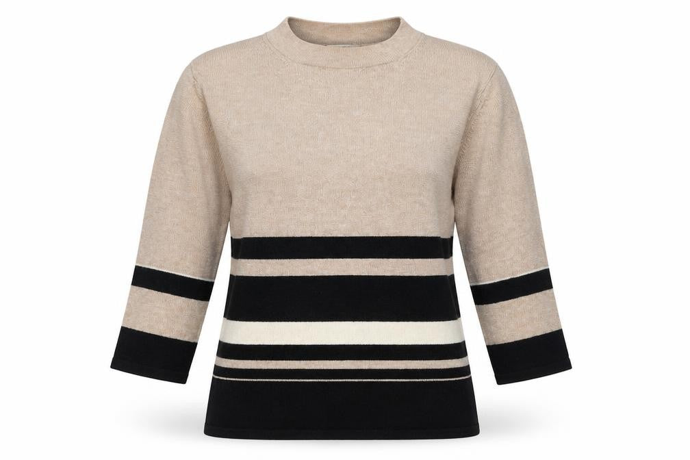 PLANET Womens Beige Striped  Pullover Jumper Size M