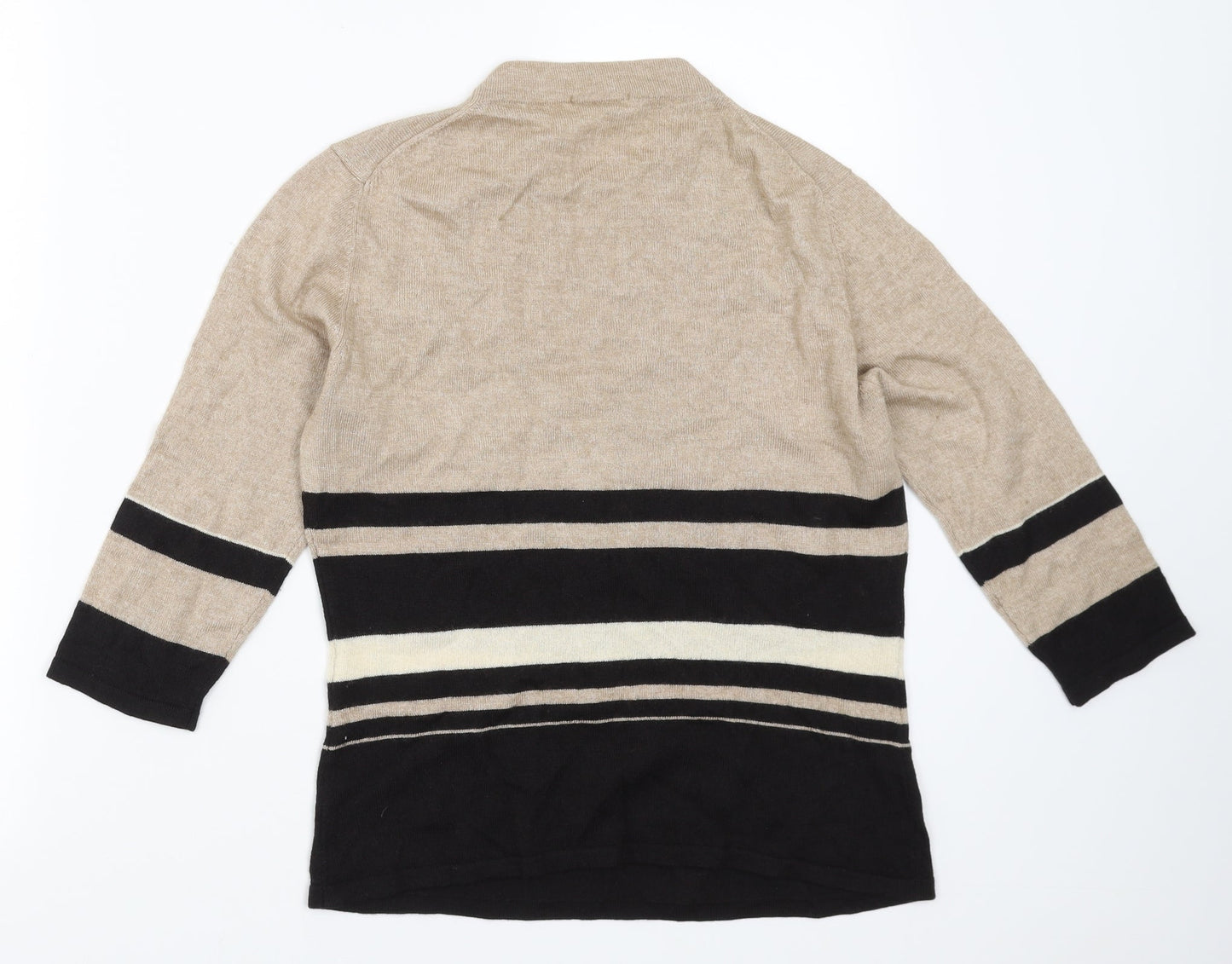 PLANET Womens Beige Striped  Pullover Jumper Size M