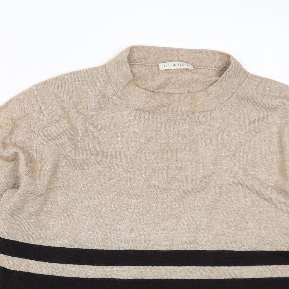 PLANET Womens Beige Striped  Pullover Jumper Size M