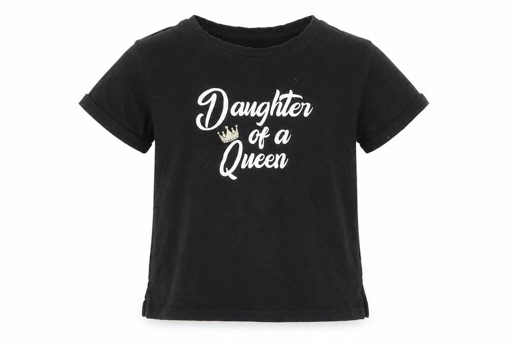 Matalan Girls Black   Basic T-Shirt Size 7 Years  - Daughter of a Queen