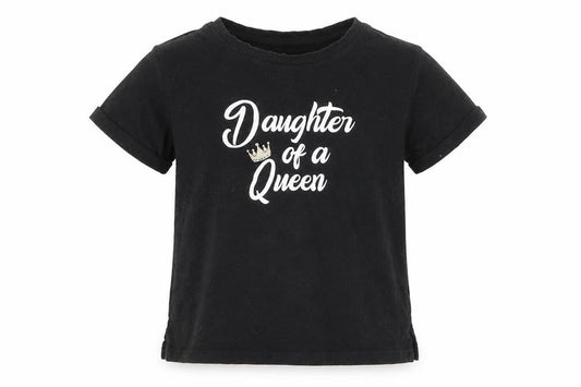 Matalan Girls Black   Basic T-Shirt Size 7 Years  - Daughter of a Queen