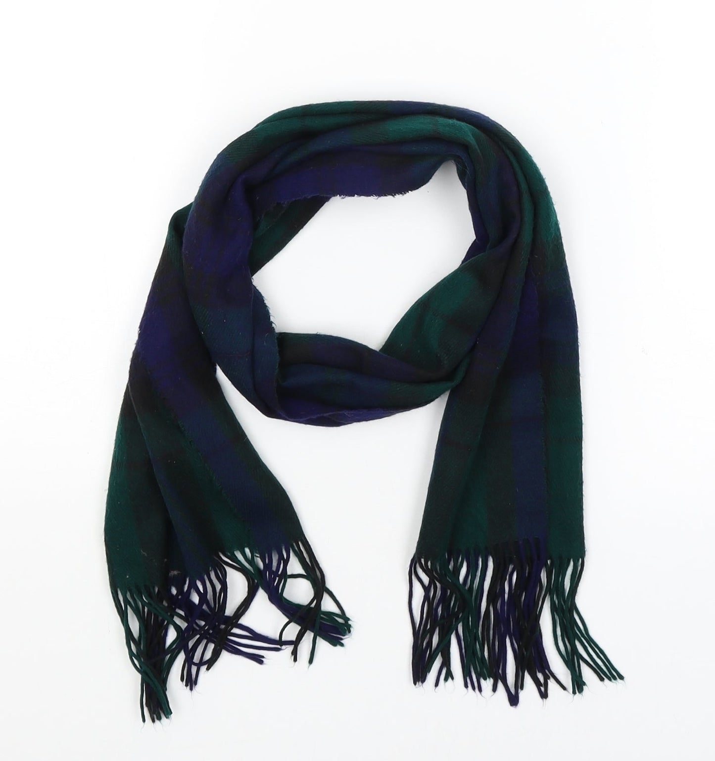 Preworn Mens Blue Plaid  Scarf  One Size