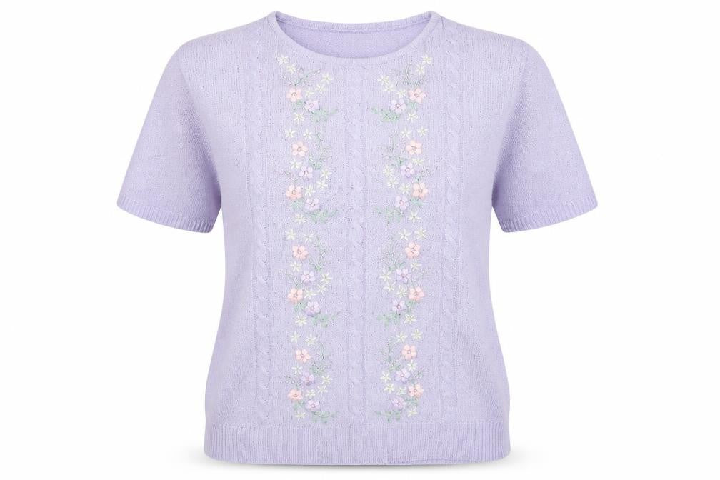 Berkertex Womens Purple Floral  Basic T-Shirt Size 12