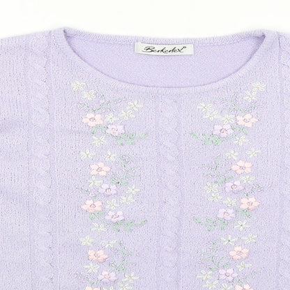 Berkertex Womens Purple Floral  Basic T-Shirt Size 12