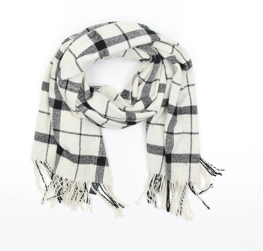M&S Womens White Check   Scarf