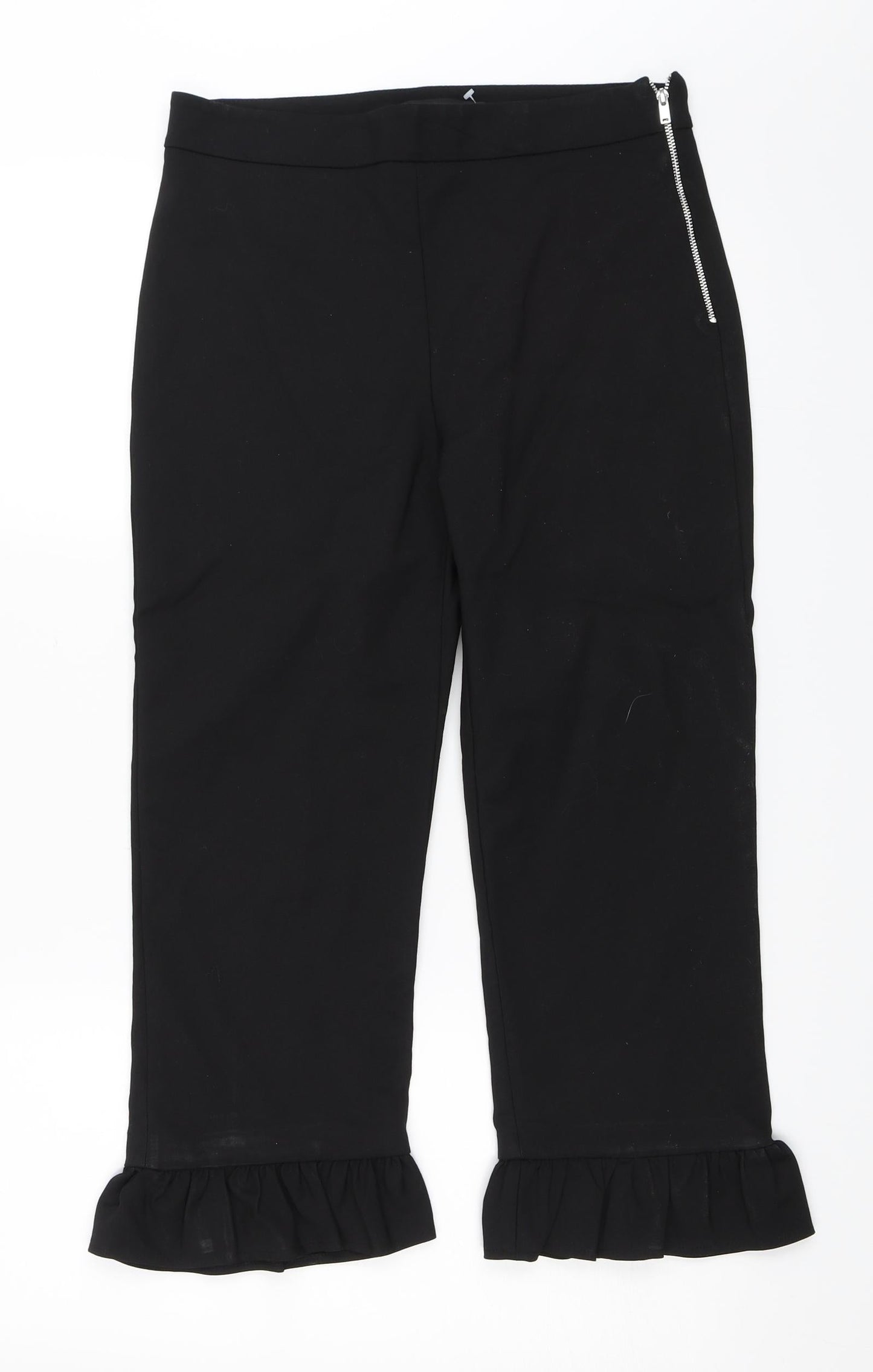 Zara Womens Black   Cropped Trousers Size M L22.5 in