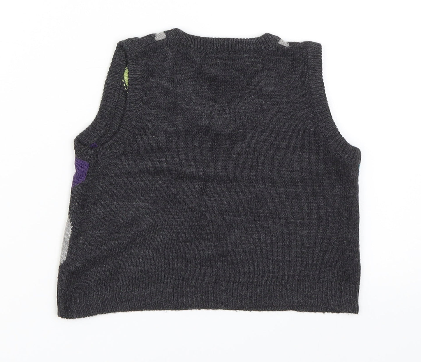 NEXT Boys Grey Argyle/Diamond  Vest Jumper Size 9-12 Months