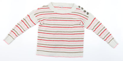 Next Womens White Striped  Pullover Jumper Size S