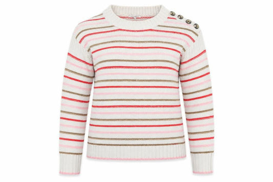 Next Womens White Striped  Pullover Jumper Size S