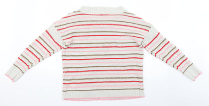 Next Womens White Striped  Pullover Jumper Size S
