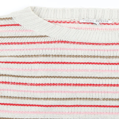 Next Womens White Striped  Pullover Jumper Size S
