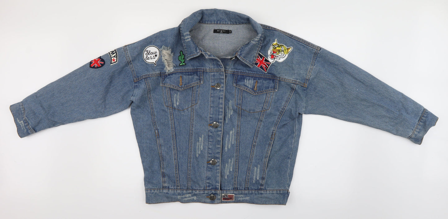 Eight Womens Blue  Denim Kimono Jacket Size S