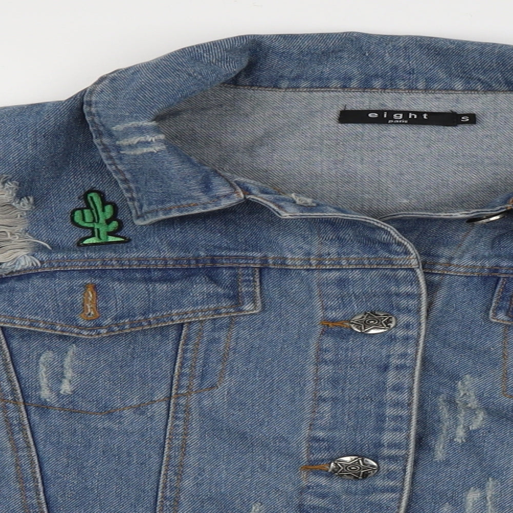 Eight Womens Blue  Denim Kimono Jacket Size S