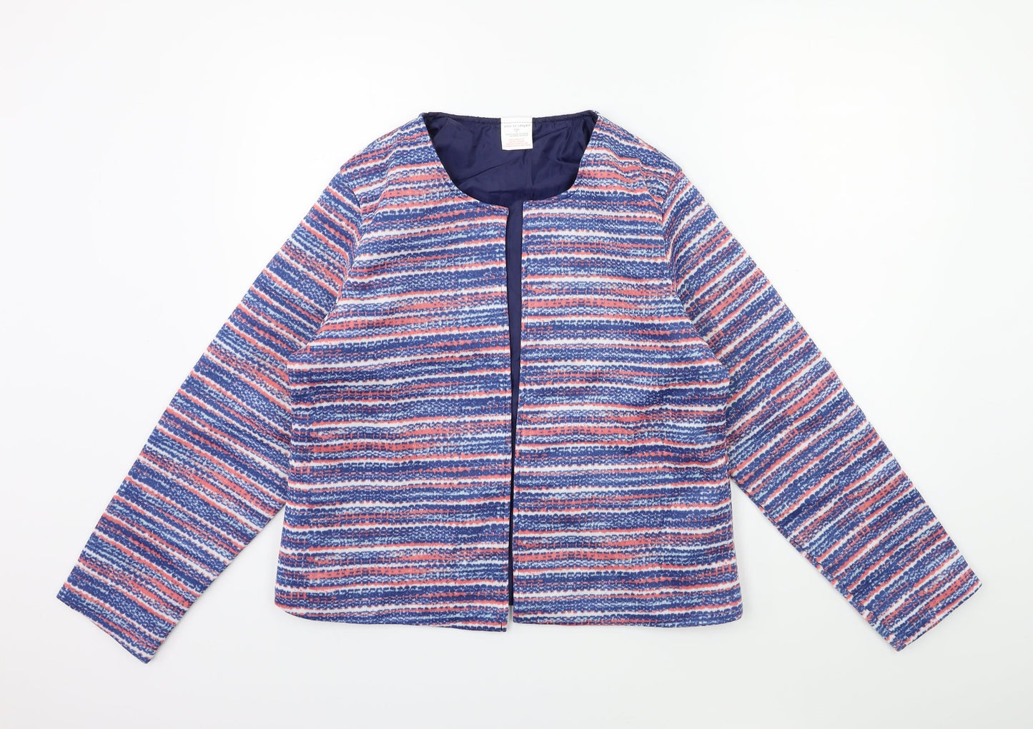Anne De Lancay Womens Blue Striped  Jacket Blazer Size M