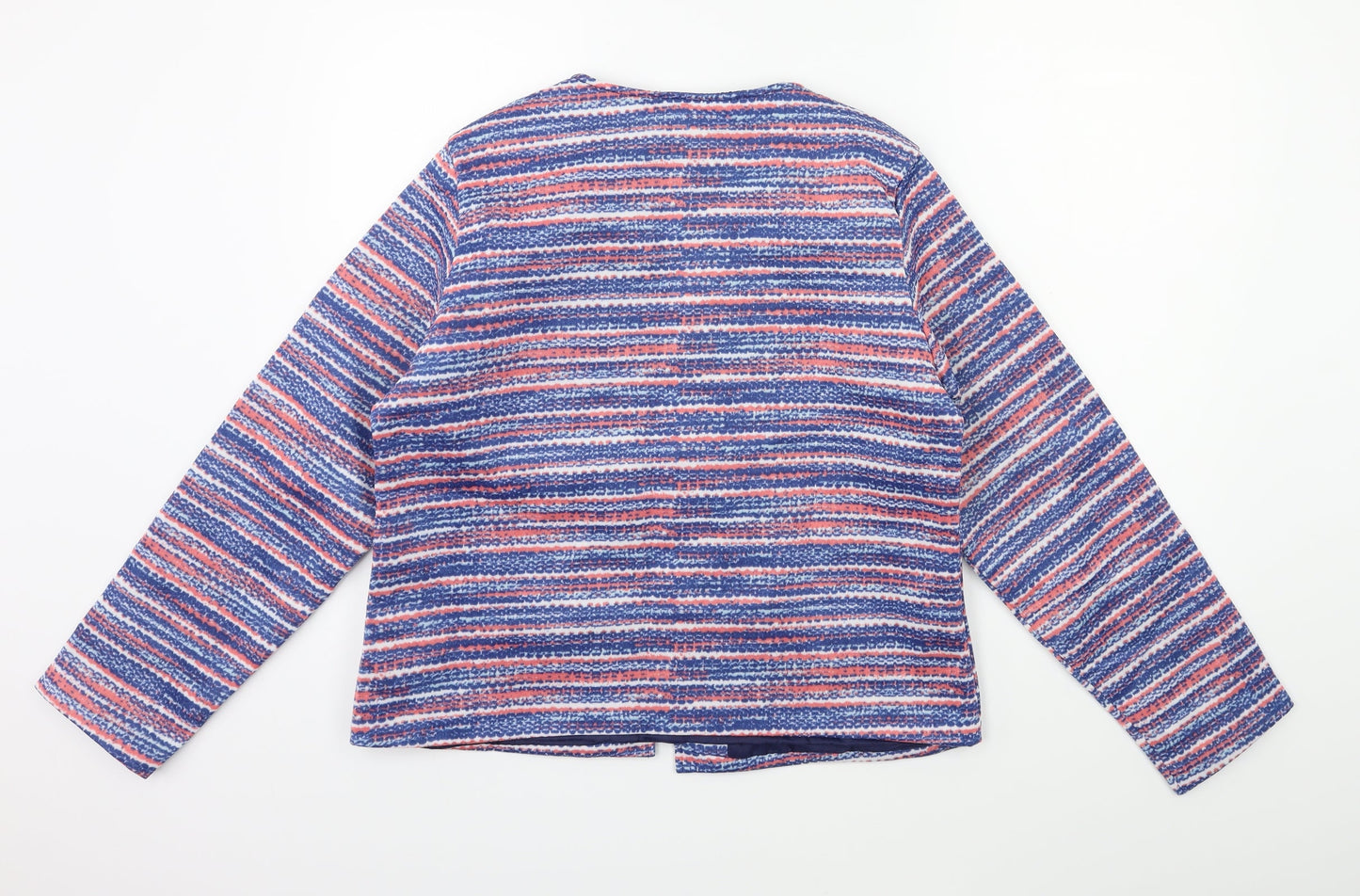 Anne De Lancay Womens Blue Striped  Jacket Blazer Size M