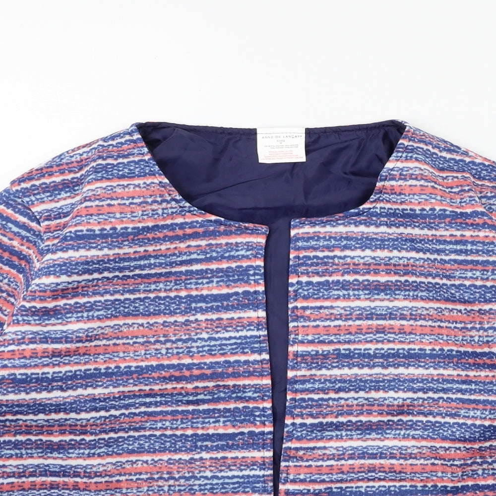 Anne De Lancay Womens Blue Striped  Jacket Blazer Size M