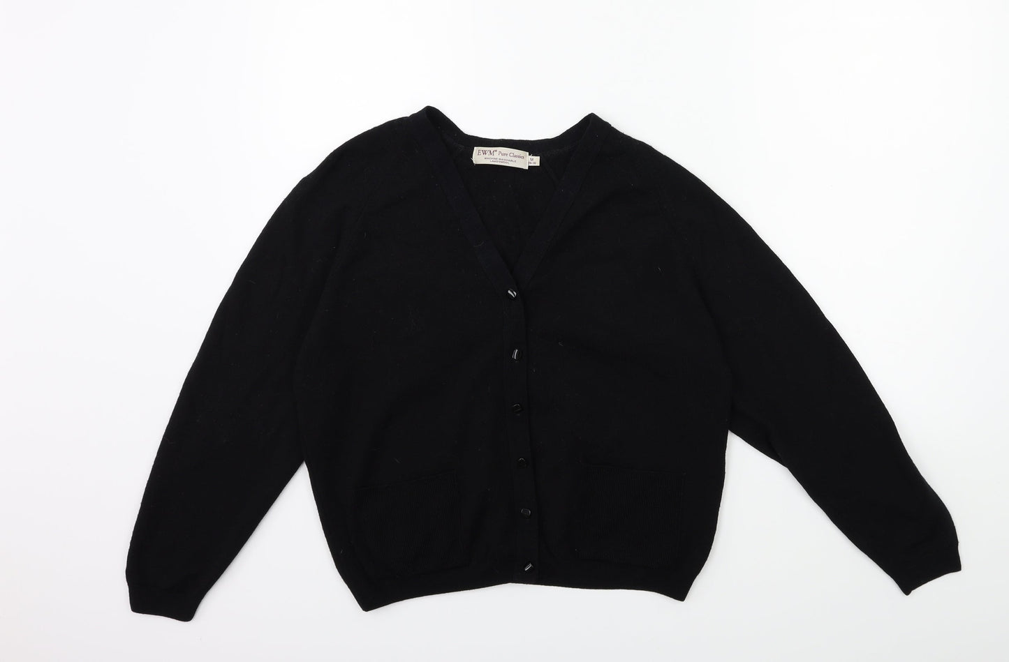 EWM Womens Black  Knit Cardigan Jumper Size 14