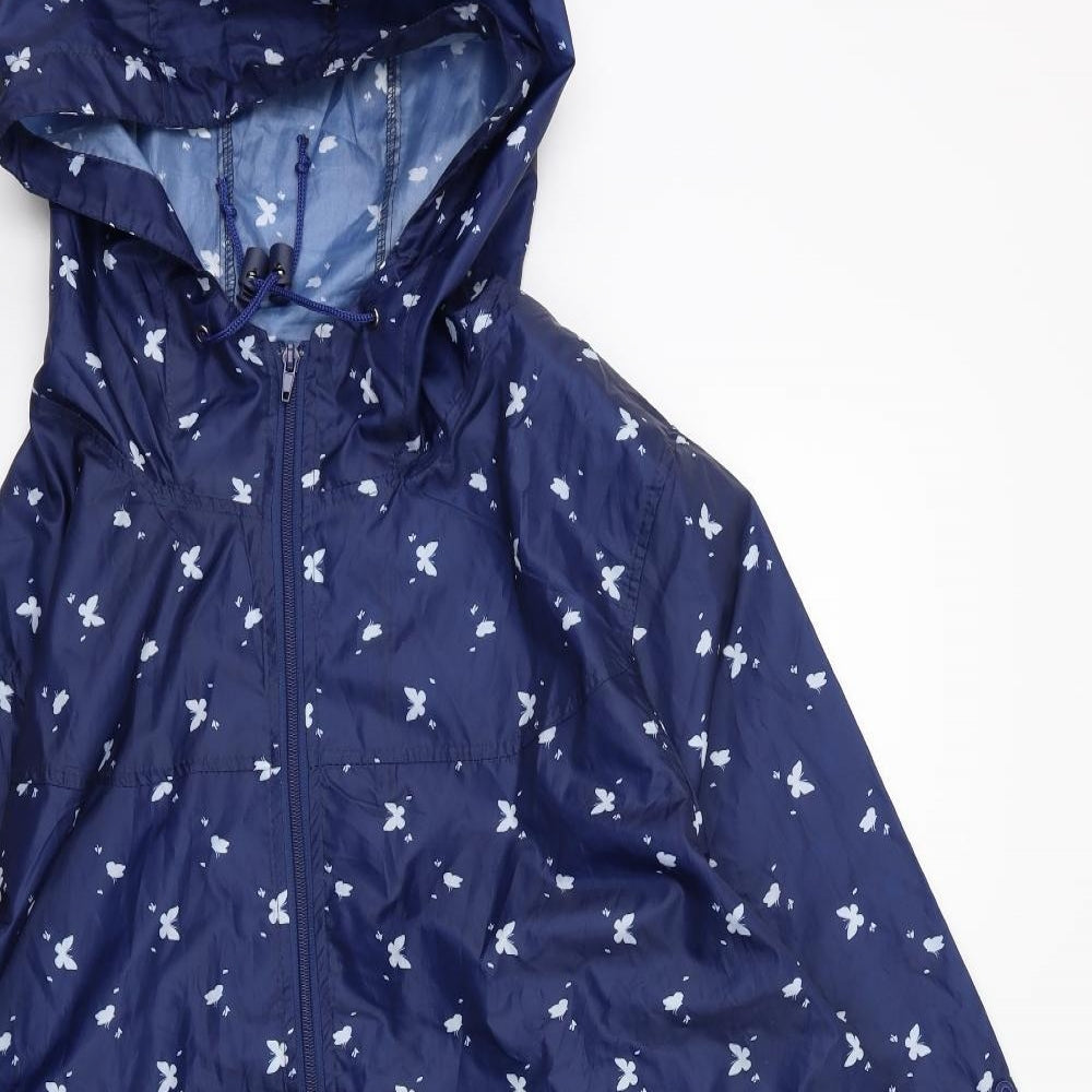 Preworn Womens Blue Floral  Jacket Coat Size XL