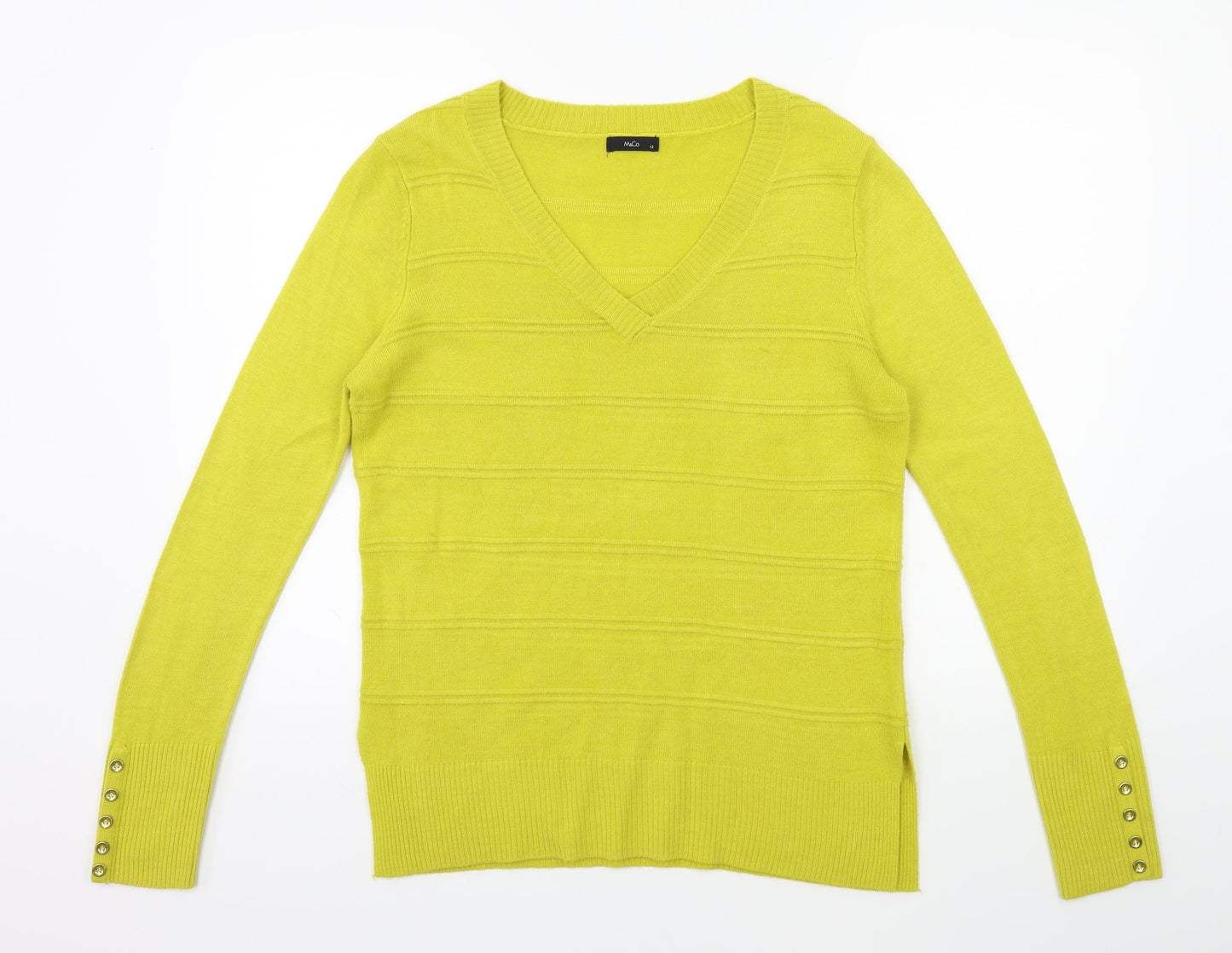 M&Co Womens Yellow  Knit Pullover Jumper Size 12