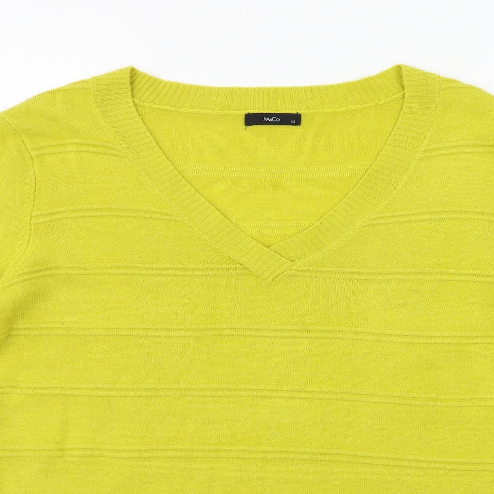 M&Co Womens Yellow  Knit Pullover Jumper Size 12