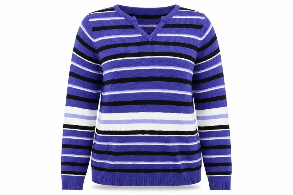 EWM Womens Blue Striped  Pullover Jumper Size S