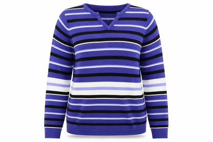 EWM Womens Blue Striped  Pullover Jumper Size S