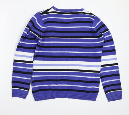 EWM Womens Blue Striped  Pullover Jumper Size S