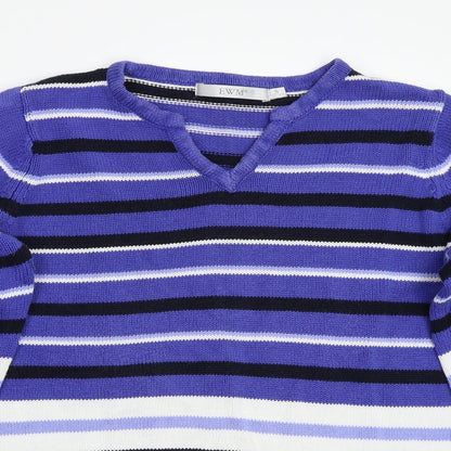 EWM Womens Blue Striped  Pullover Jumper Size S