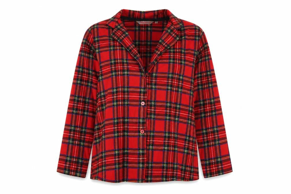 Foroever Womens Red Check  Basic Button-Up Size L