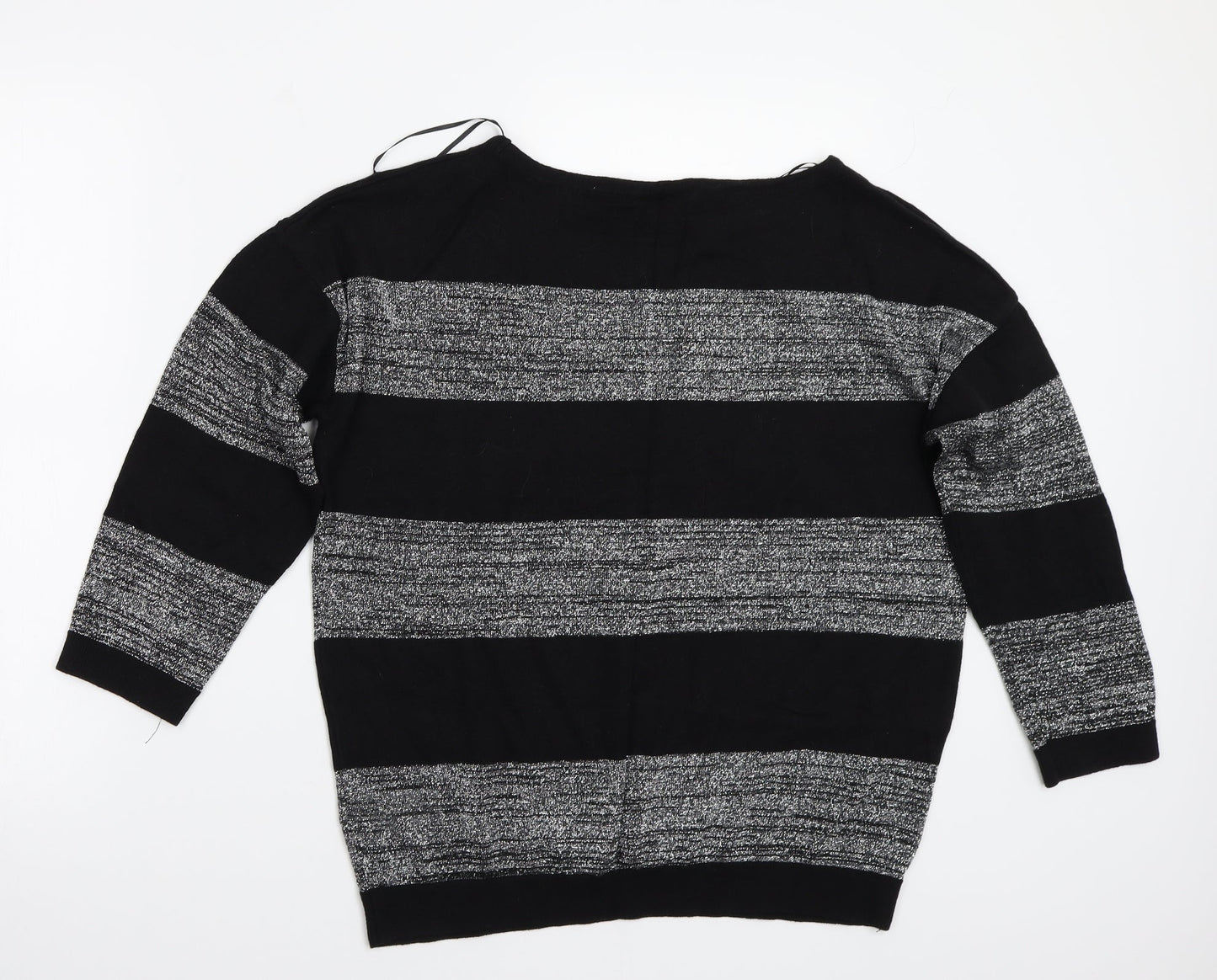 Wallis Womens Black Striped  Basic T-Shirt Size M
