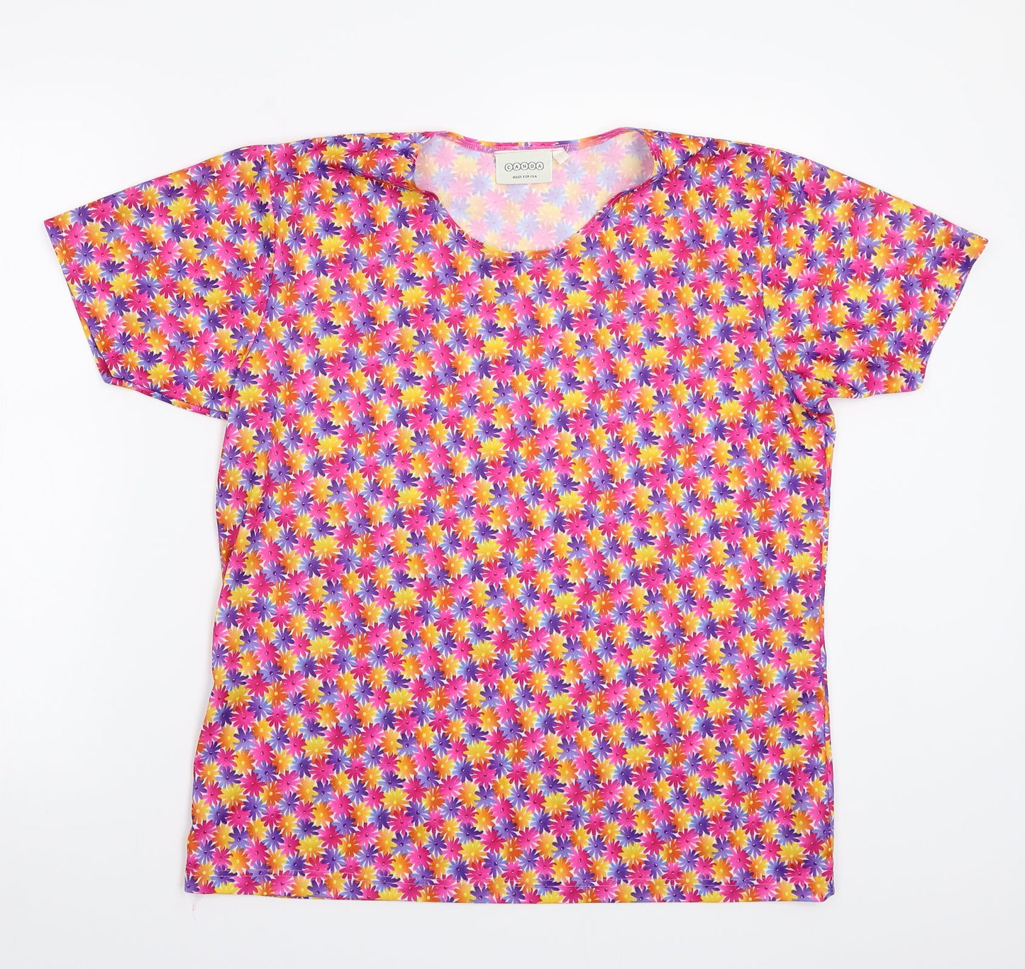 Canada Womens Pink Floral  Basic T-Shirt Size L