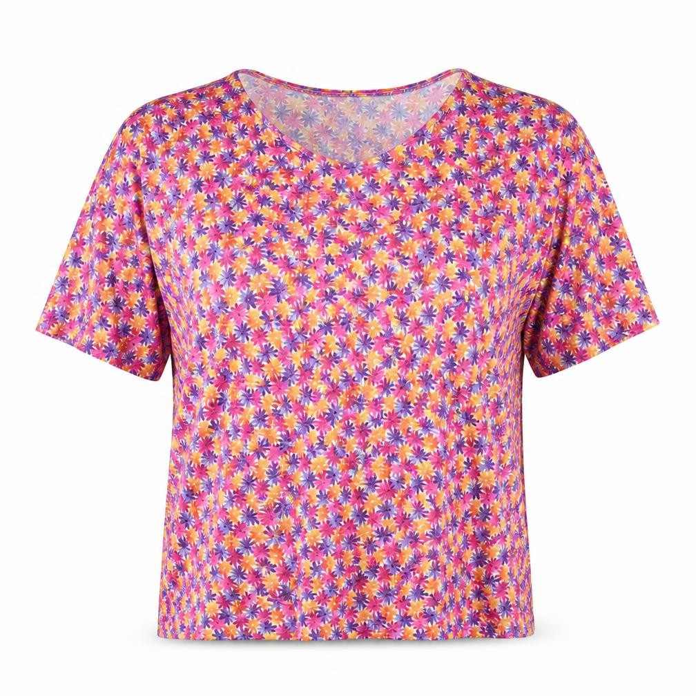 Canada Womens Pink Floral  Basic T-Shirt Size L