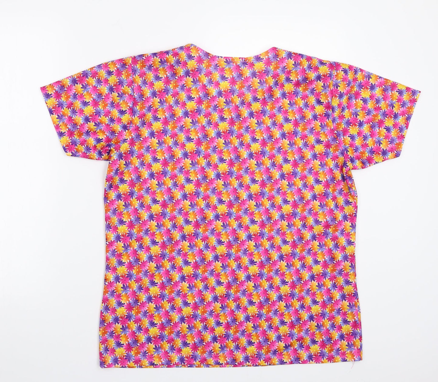 Canada Womens Pink Floral  Basic T-Shirt Size L