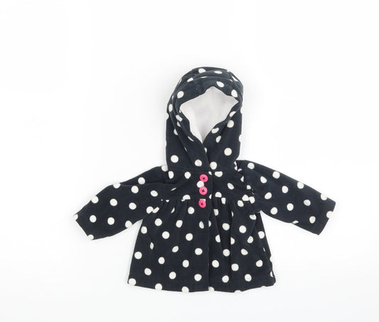 Carters Baby Blue Polka Dot Fleece Basic Coat Coat Size 0-3 Months