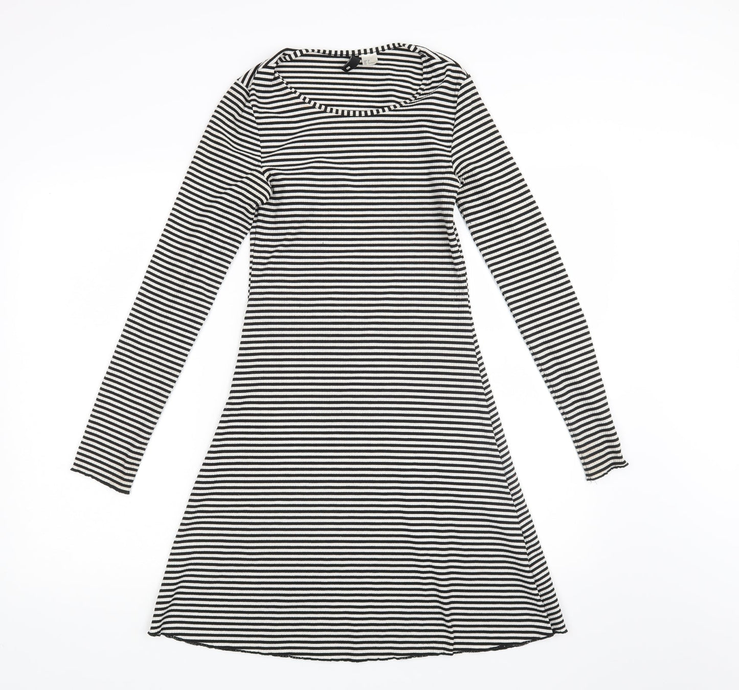 Divided Womens White Striped  A-Line  Size 8