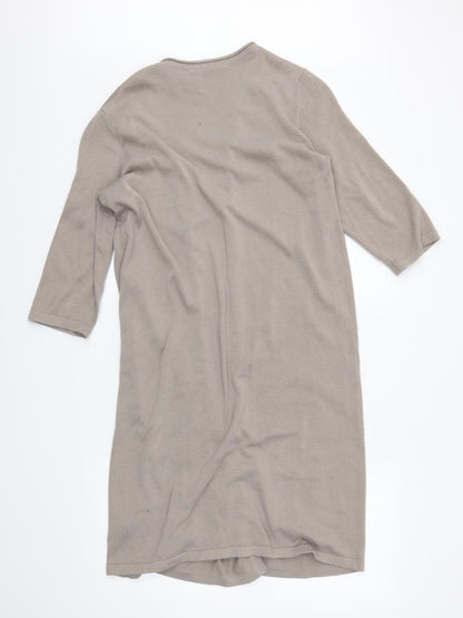 Back view of bpc selection women’s beige wrap jumper, size M