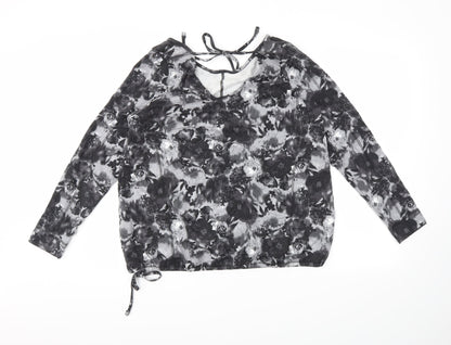 Next Womens Grey Floral  Basic Blouse Size 14