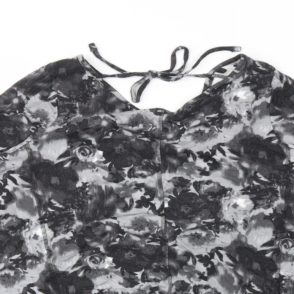 NEXT Womens Grey Floral  Basic Blouse Size 14