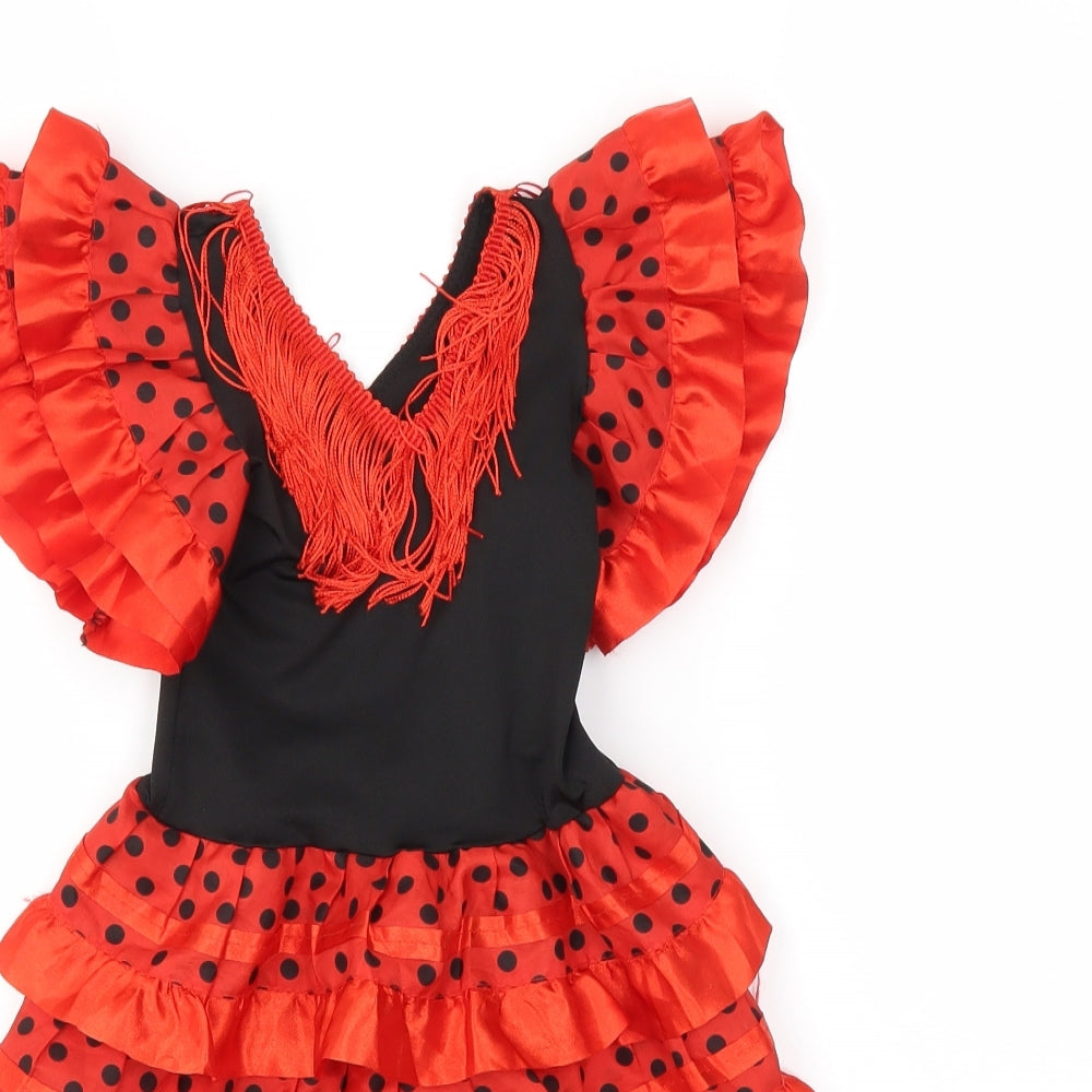 Preworn Girls Red Polka Dot  Ball Gown  Size 2 Years