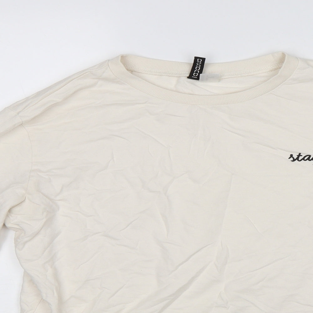 Divided Womens White   Pullover Jumper Size M  - Stay Positive