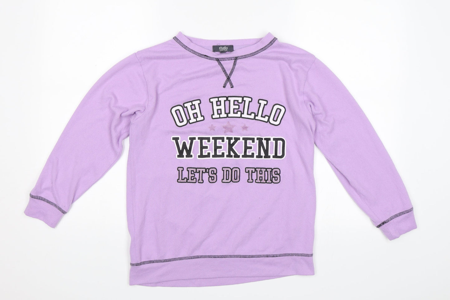 Studio Sleepwear Womens Purple Solid  Top Pyjama Top Size 8  - Oh hello weekend lets do this