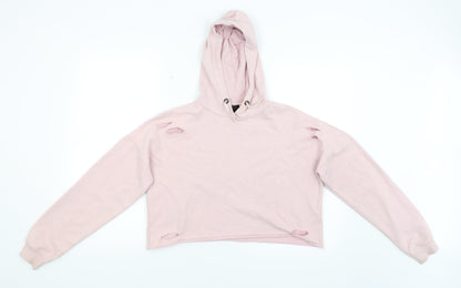 Preloved New Look Girls Pink   Pullover Hoodie Size 15 Years - Front