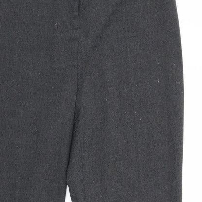Close-up detail of Soon women’s grey trousers, size UK 14, 28-inch leg