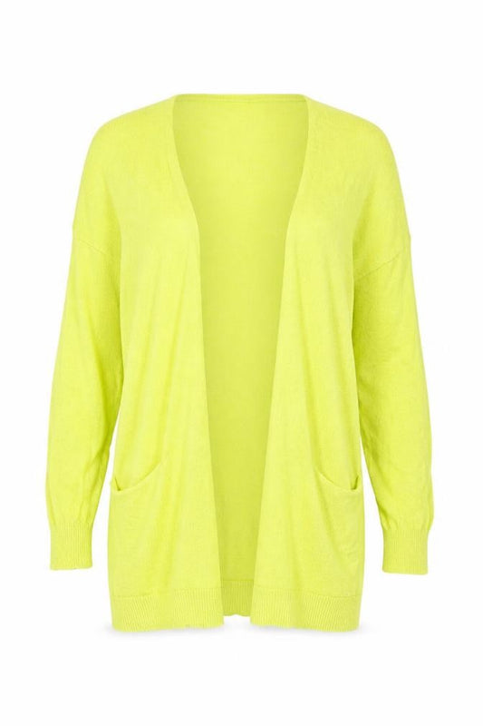 Front view of Atmosphere women’s yellow cardigan jumper, size XS