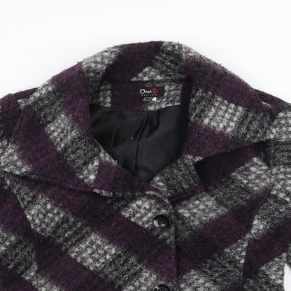Close-up detail of Oscar B women’s purple jacket, size UK 12