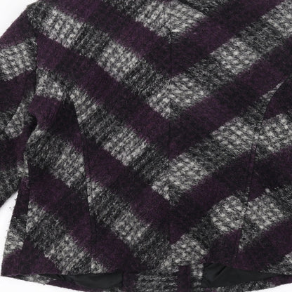 Brand and care label for Oscar B women’s purple jacket, size UK 12