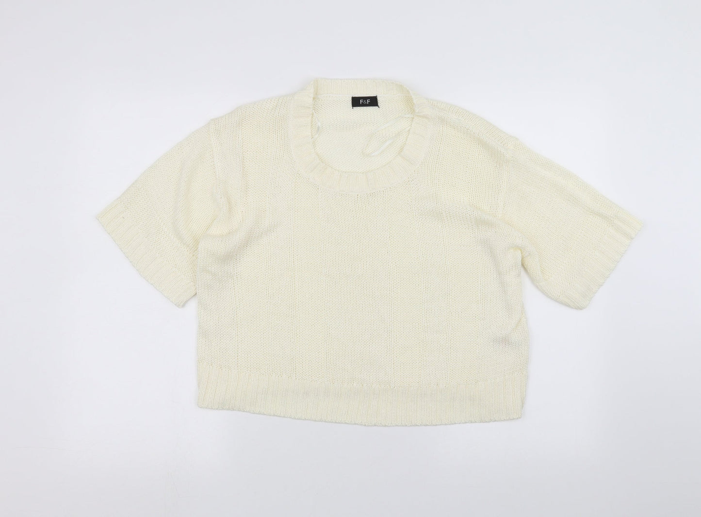 F&F Womens White  Knit Pullover Jumper Size 14