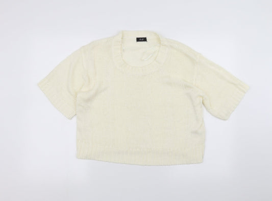 F&F Womens White  Knit Pullover Jumper Size 14