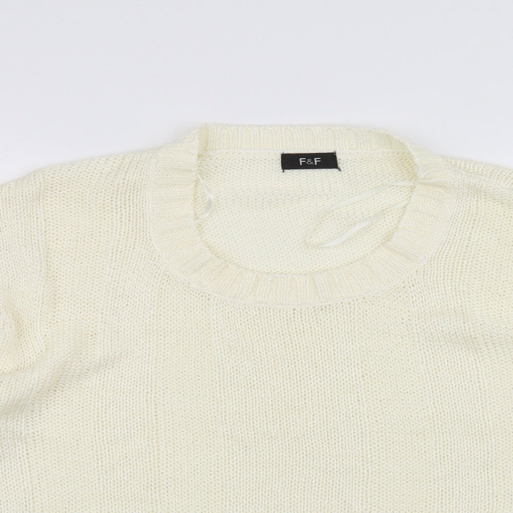 F&F Womens White  Knit Pullover Jumper Size 14