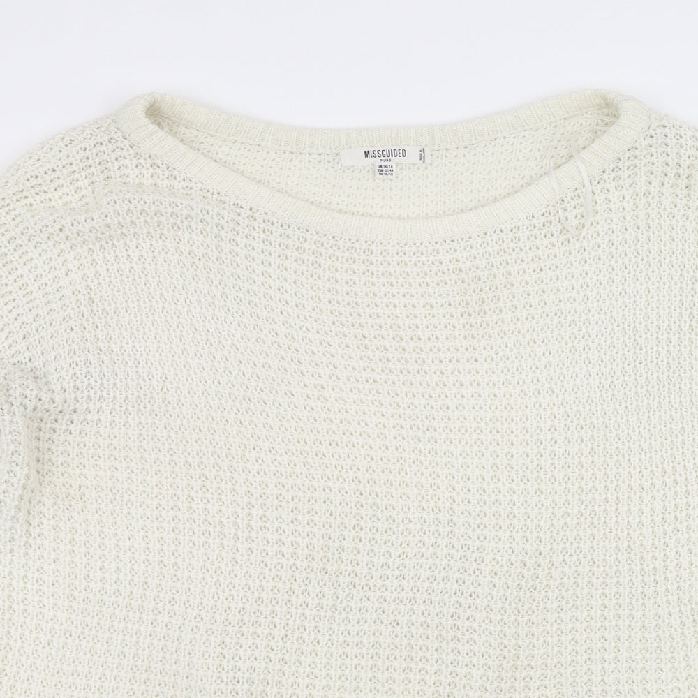 Missguided Womens White  Knit Pullover Jumper Size 14